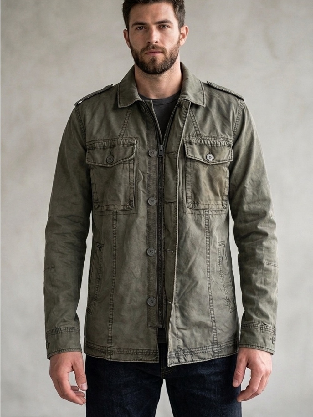 Men’s Converse One Star Dark Army Green Jacket Spring Summer Fall Utility Core